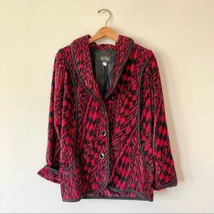 Bob Mackie Feather Printed Fleece Shawl Collar